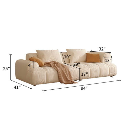 Julia Suede  Fabric Soft Sofa Modern 3-Seater Couch